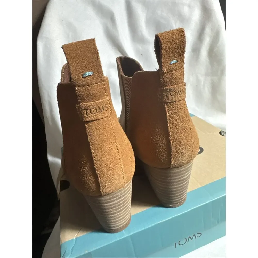 Toms Boots Womens 6.5 Kelsey Ankle Booties Wedge Tan Oiled Nubuck Suede NIB NEW